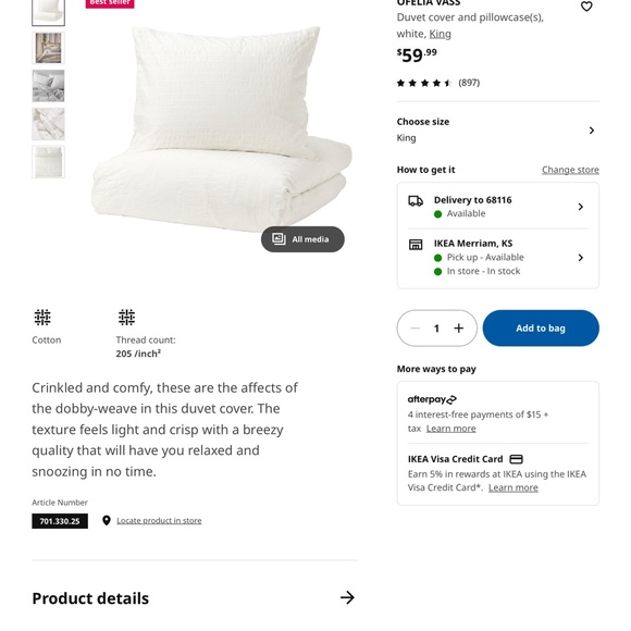 OFELIA VASS King Duvet Cover Set - Picture 1 of 7